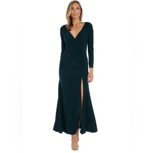 R&M Richard’s Long Sleeve Mock Wrap Gown